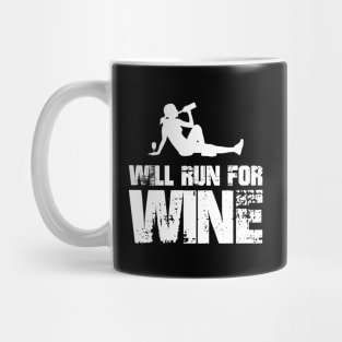 Will Run for Wine - female runner Mug